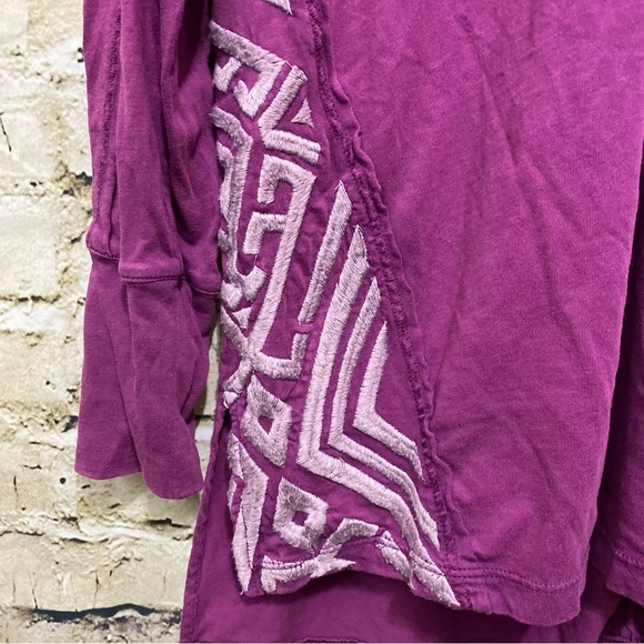 Life Is Good Purple V Neck Embroidered Tunic Top - Picture 2 of 5